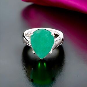 Natural Emerald Diamond Ring Size 7 14k Gold 7.17 TCW Certified $4,975 401576